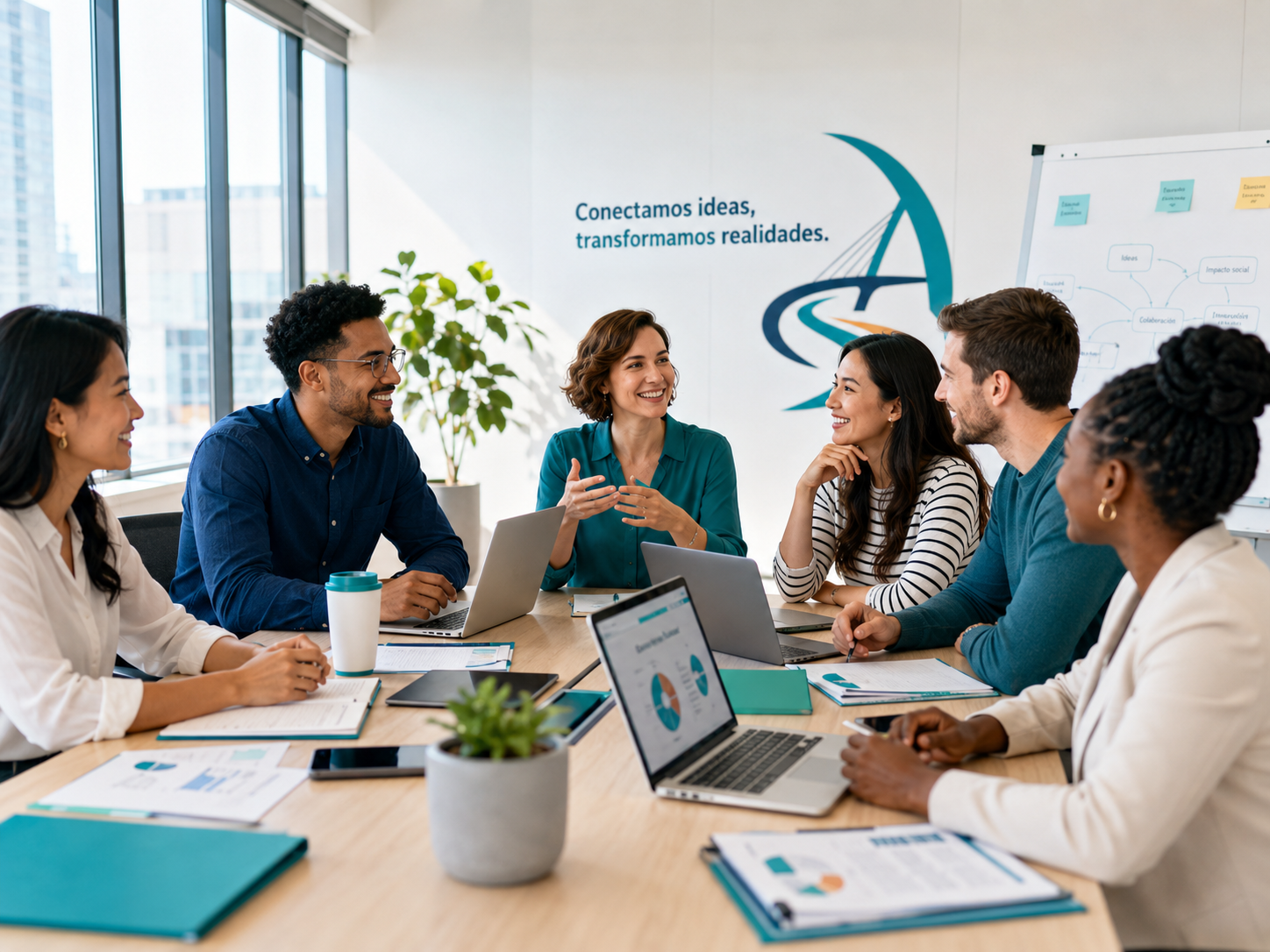 Equipo de Almaturia trabajando en una reunión de proyecto